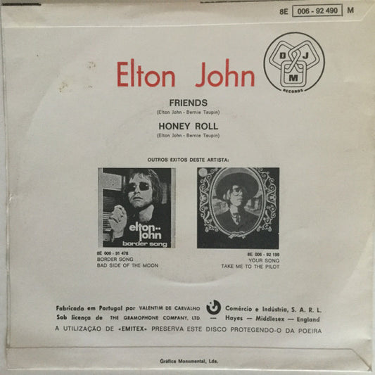 Elton John : Friends (7", Single, Mono)