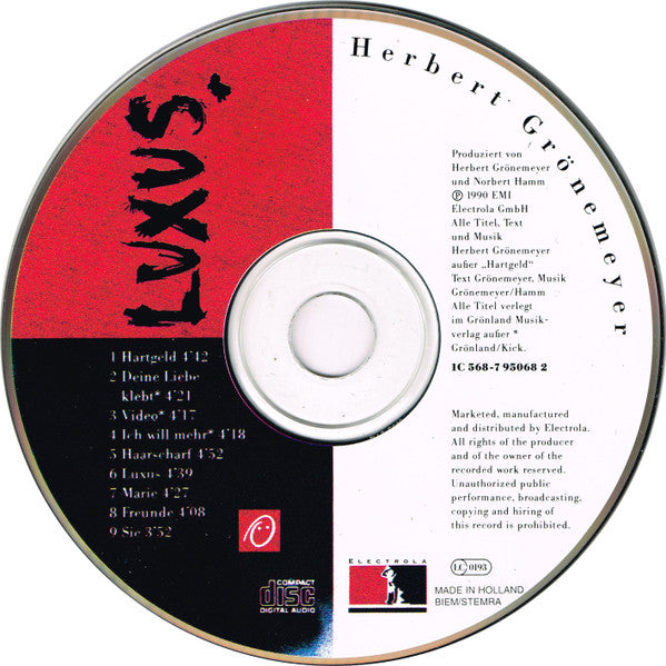 Herbert Grönemeyer : Luxus (CD, Album, RP)