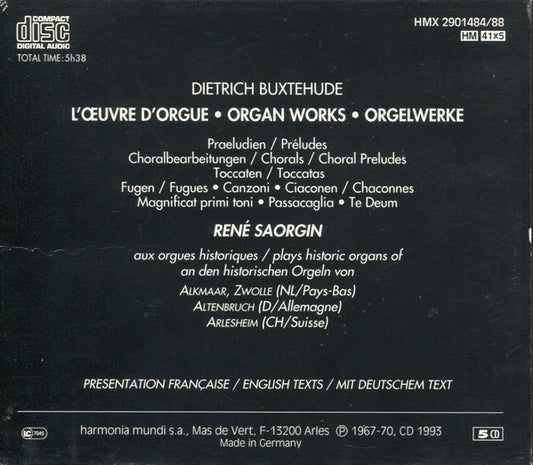 Dieterich Buxtehude - René Saorgin : L'Œuvre D'Orgue / Organ Works / Orgelwerke (5xCD, RE, RM + Box, Comp, Sli)
