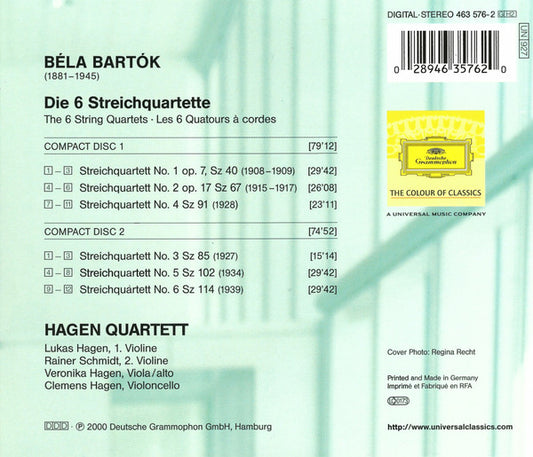 Béla Bartók, Hagen Quartett : Die Streichquartette (2xCD, Album)