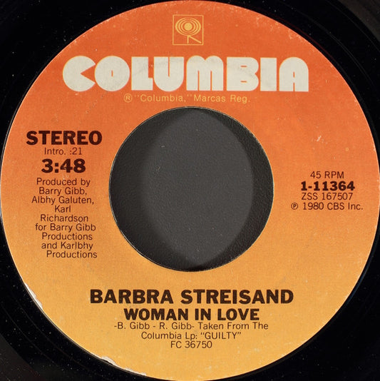 Barbra Streisand : Woman In Love (7", Single, Styrene, Pit)