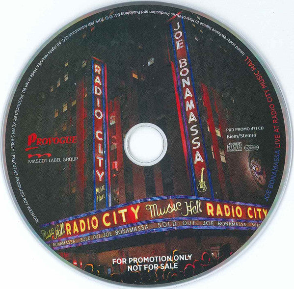 Joe Bonamassa : Radio City Music Hall (CD, Album, Promo)