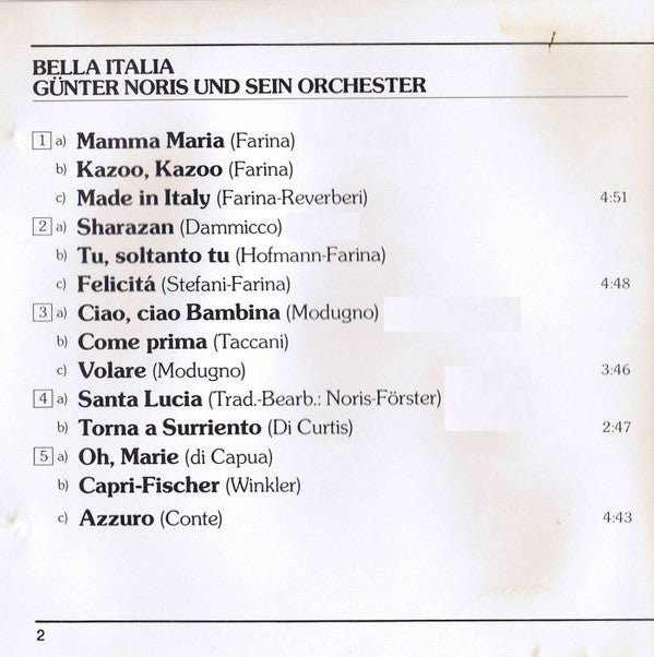 Günter Noris And His Orchestra : Bella Italia (CD, Album)