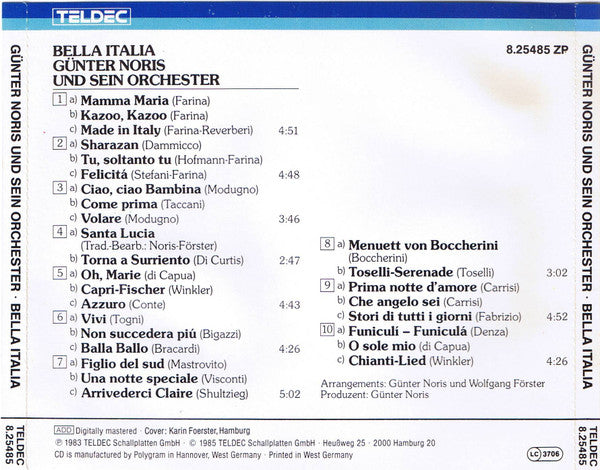 Günter Noris And His Orchestra : Bella Italia (CD, Album)