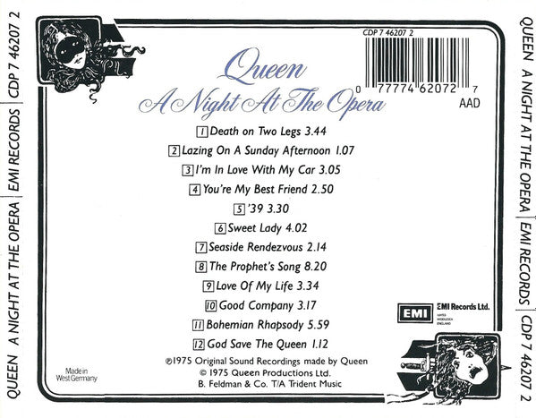 Queen : A Night At The Opera (CD, Album, RE, Son)