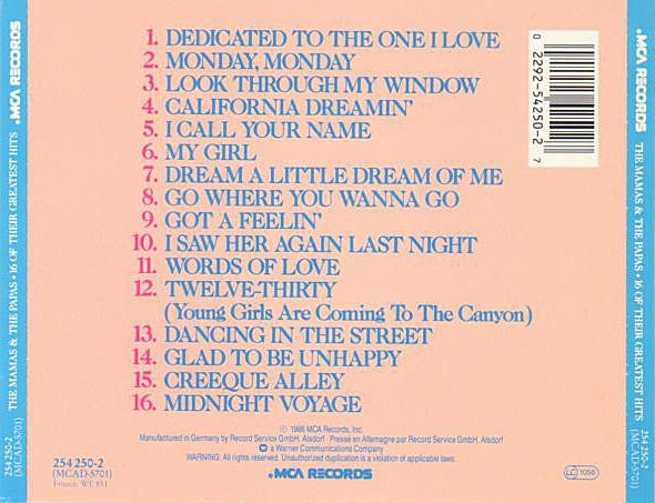 The Mamas & The Papas : 16 Of Their Greatest Hits (CD, Comp, RM)