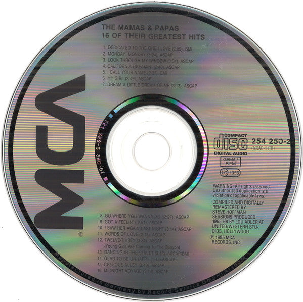 The Mamas & The Papas : 16 Of Their Greatest Hits (CD, Comp, RM)