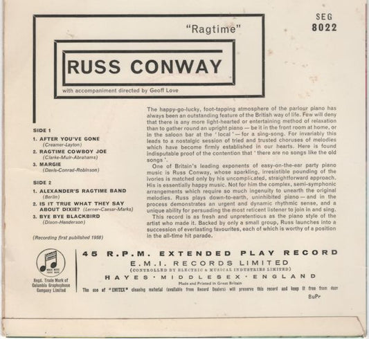 Russ Conway : "Ragtime" (7", EP, Mono)