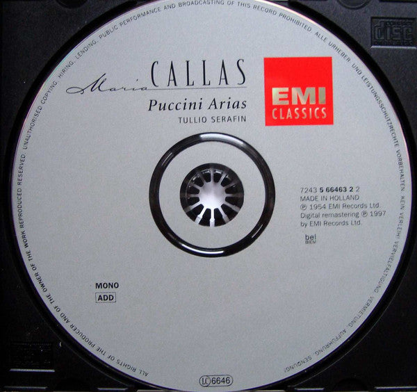 Giacomo Puccini / Maria Callas, Philharmonia Orchestra, Tullio Serafin : Puccini: Arias = Airs = Arien (CD, Album, Mono, RE, RM)