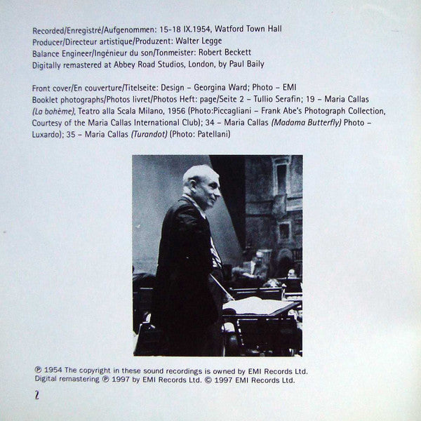 Giacomo Puccini / Maria Callas, Philharmonia Orchestra, Tullio Serafin : Puccini: Arias = Airs = Arien (CD, Album, Mono, RE, RM)