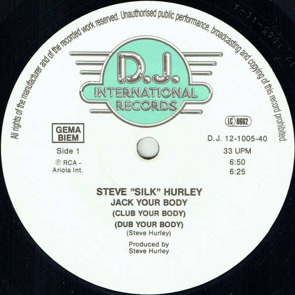 Steve "Silk" Hurley : Jack Your Body (12")