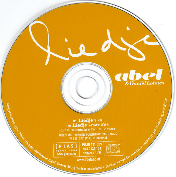 Abel (2) & Daniël Lohues : Liedje (CD, Single)