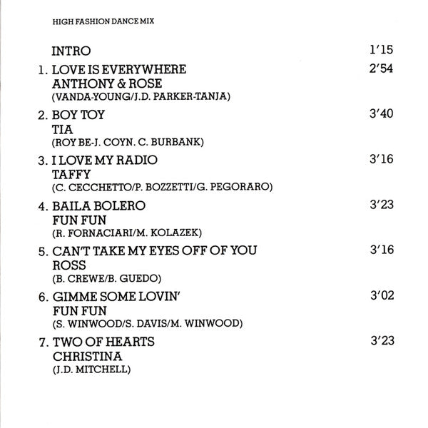 Various : High Fashion Dance Mix (CD, Comp, Mixed)