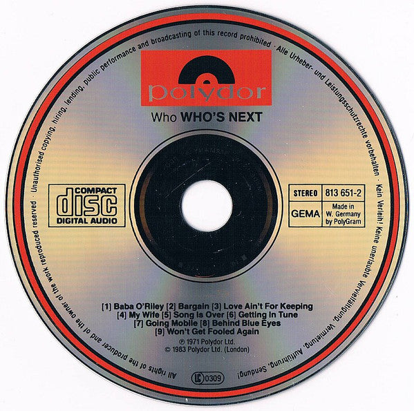 The Who : Who's Next (CD, Album, RE, RP)