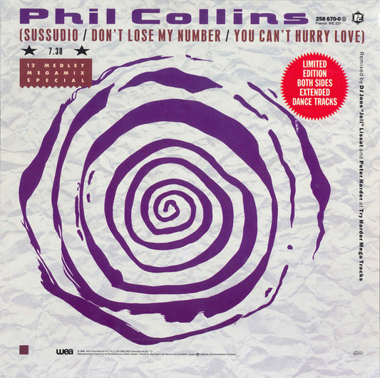 Phil Collins : (Sussudio / Don't Lose My Number / You Can't Hurry Love) / Take Me Home (Extended Version) (12", Ltd)