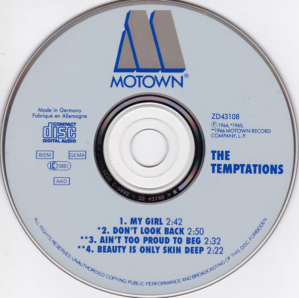 The Temptations : My Girl (CD, Maxi)