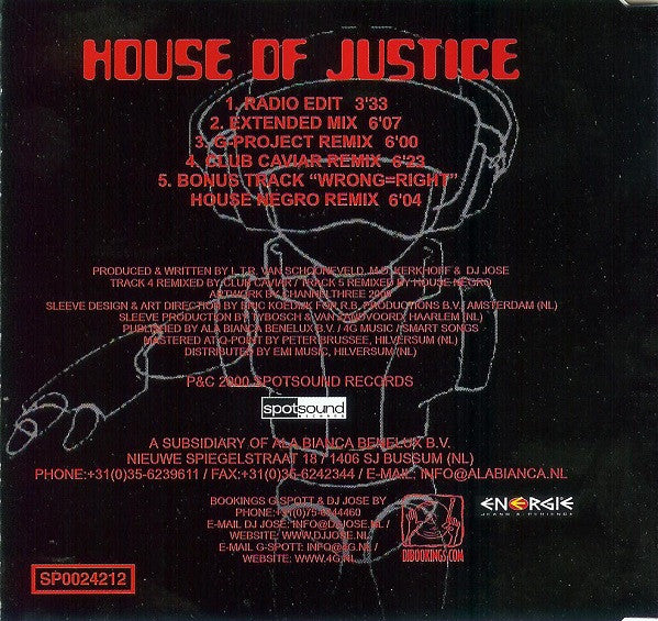 DJ Jose vs. G-Spott : House Of Justice (CD, Maxi)