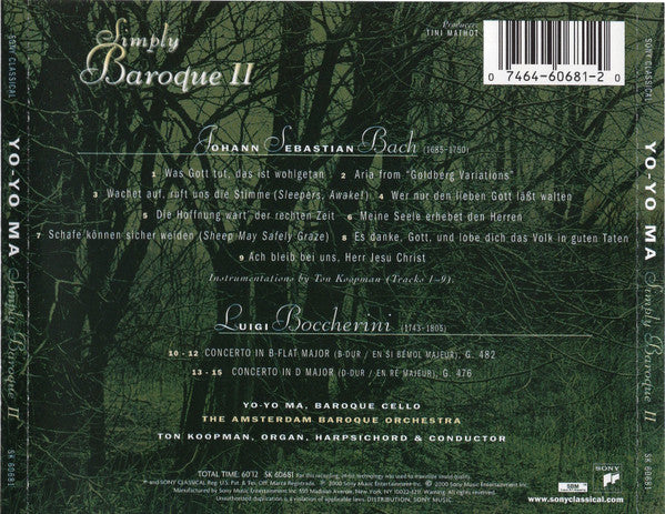 Yo-Yo Ma, Ton Koopman, The Amsterdam Baroque Orchestra : Simply Baroque II (CD, Album)