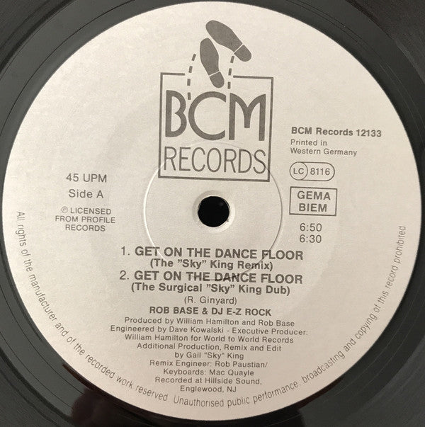 Rob Base & DJ E-Z Rock : Get On The Dance Floor (12")
