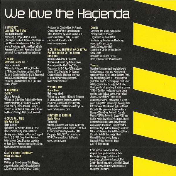 Graeme Park : We Love The Haçienda (CD, Comp, Mixed)