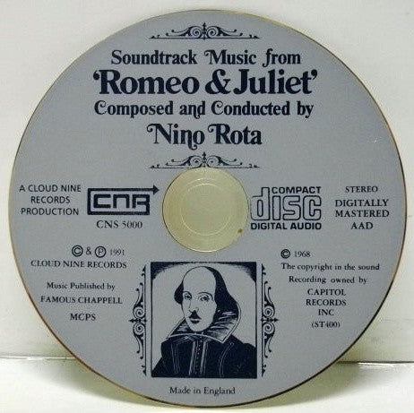 Nino Rota : Romeo & Juliet:  Music From The Soundtrack Of The Academy Award-Winning Film (CD, Album)