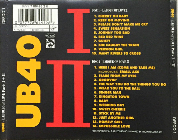 UB40 : Labour Of Love Parts I + II (2xCD, Comp)