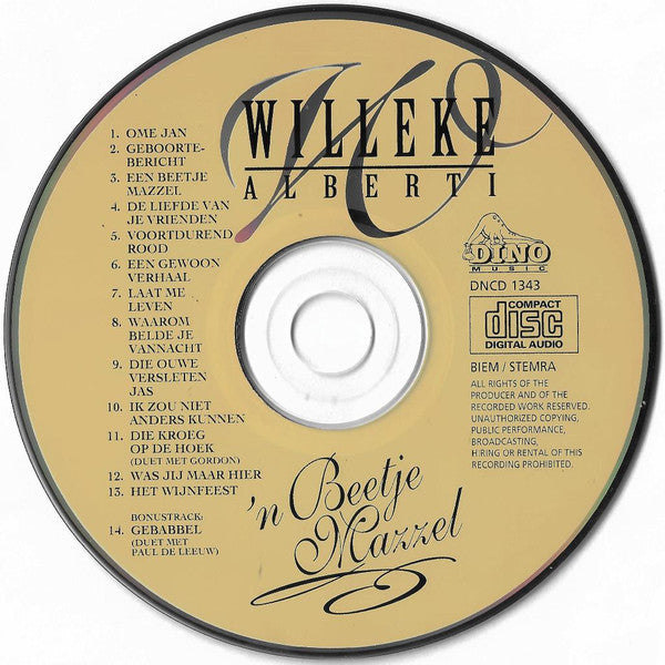 Willeke Alberti : 'N Beetje Mazzel (CD, Album)