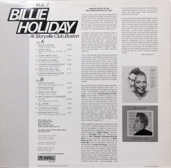 Billie Holiday : At Storyville Club, Boston, Vol. 1 (LP, Album)