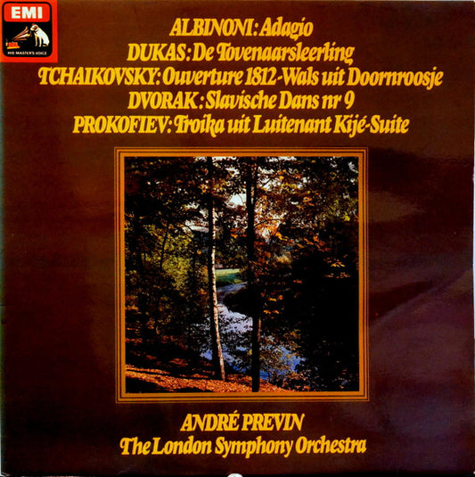 Tomaso Albinoni  /  Paul Dukas  /  Antonín Dvořák  /  Pyotr Ilyich Tchaikovsky  /  Sergei Prokofiev, André Previn, London Symphony Orchestra : Adagio / Doornroosje / L'Apprenci Sorcier / Slavische Dans / Ouverture Solennelle "1812" / Luitenant Kijé Suite (LP, Comp, Gat)