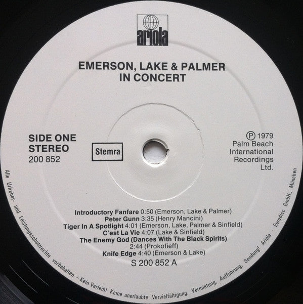 Emerson, Lake & Palmer : In Concert (LP, Album)
