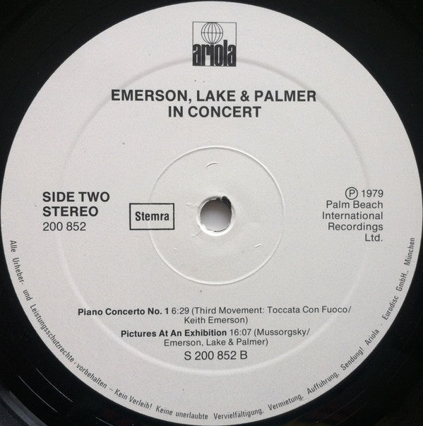 Emerson, Lake & Palmer : In Concert (LP, Album)