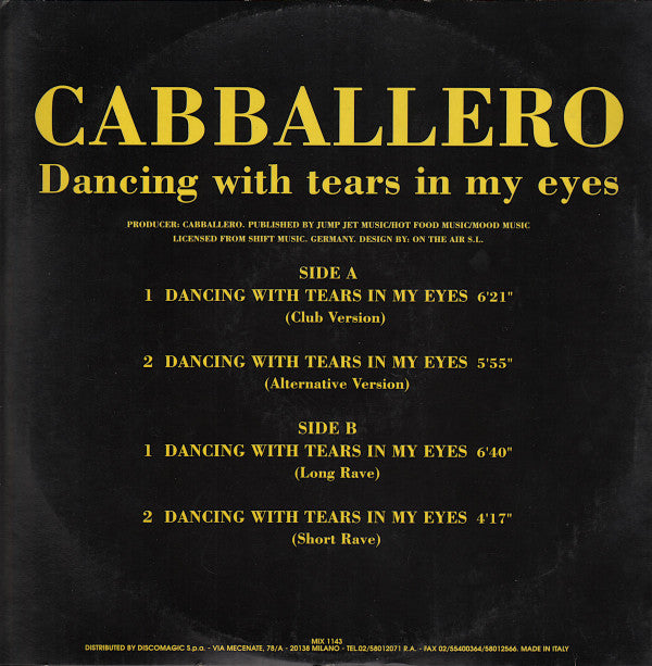 Cabballero : Dancing With Tears In My Eyes (12")