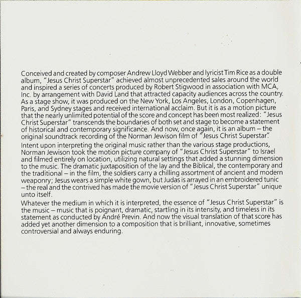Various : Jesus Christ Superstar (The Original Motion Picture Sound Track Album) (2xCD, Album)
