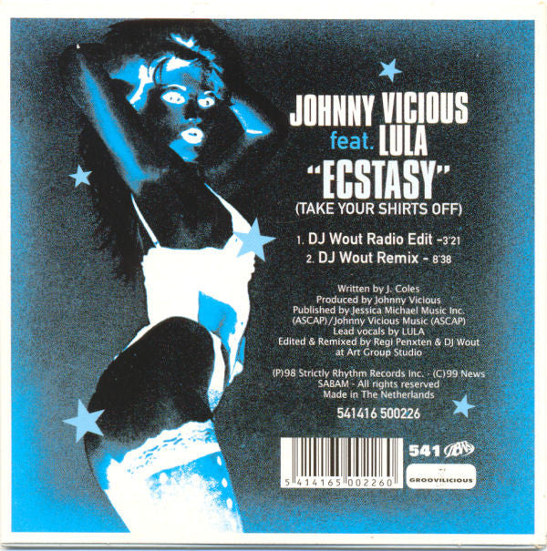 Johnny Vicious Feat. Lula : Ecstacy (Take Your Shirts Off) (CD, Single)