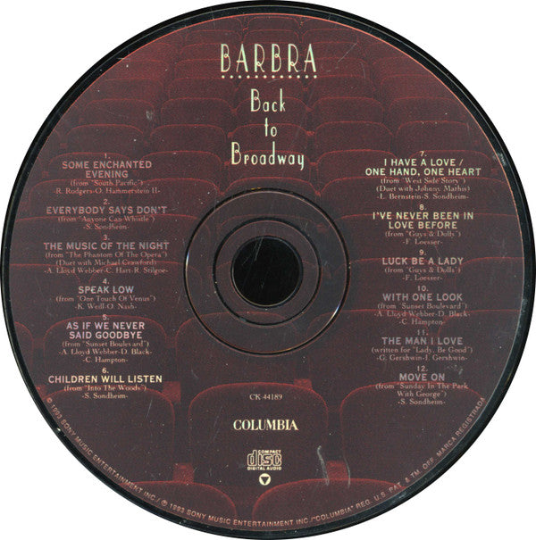 Barbra Streisand : Back To Broadway (CD, Album)