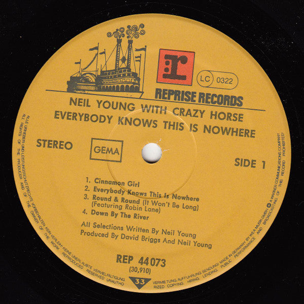 Neil Young With Crazy Horse : Everybody Knows This Is Nowhere (LP, Album, RE, Gat)