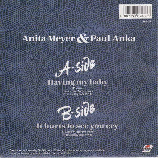 Anita Meyer & Paul Anka : Having My Baby (7", Single)
