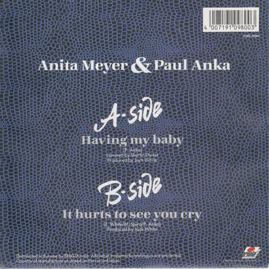 Anita Meyer & Paul Anka : Having My Baby (7", Single)