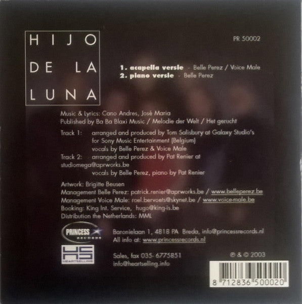 Belle Perez & Voice Male : Hijo De La Luna (CD, Single)