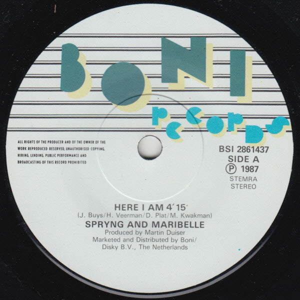 Spryng & Maribelle : Here I Am (7", Single)
