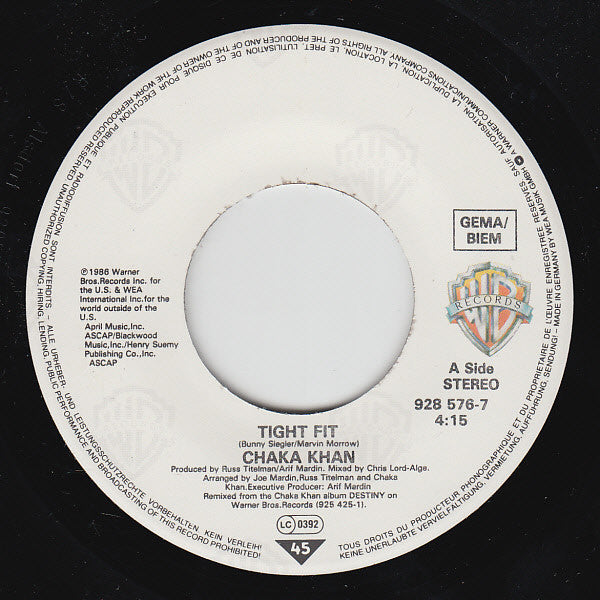 Chaka Khan : Tight Fit (7", Single)