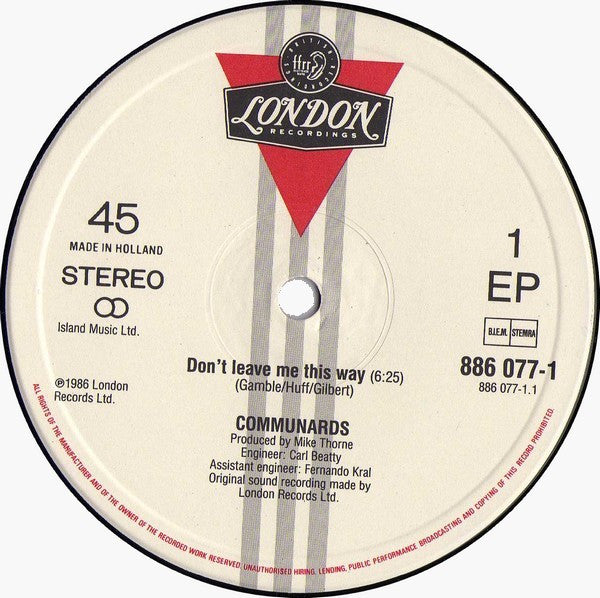 The Communards With Sarah Jane Morris : Don't Leave Me This Way (12", EP)