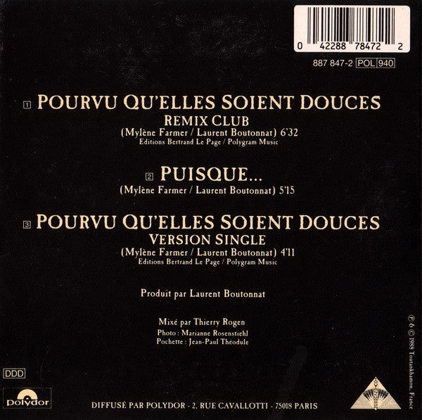 Mylène Farmer : Pourvu Qu'Elles Soient Douces (CD, Maxi)