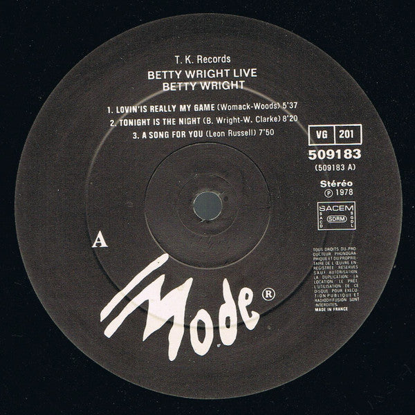 Betty Wright : Betty Wright Live (LP, Album)