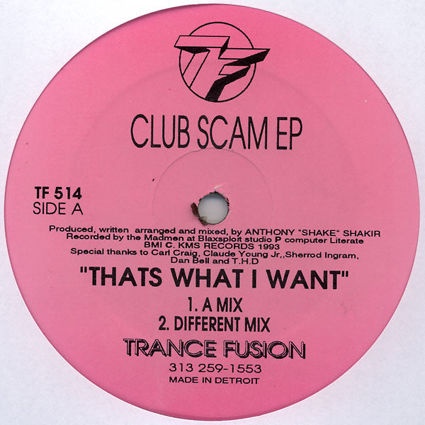 Shake : Club Scam EP (12", EP)