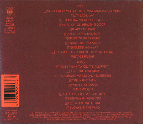 Bob Dylan / The Band : Before The Flood (2xCD, Album, RE)