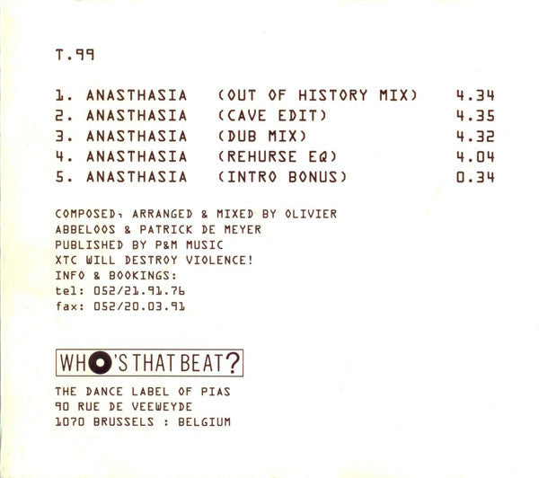T99 : Anasthasia (CD, Single)