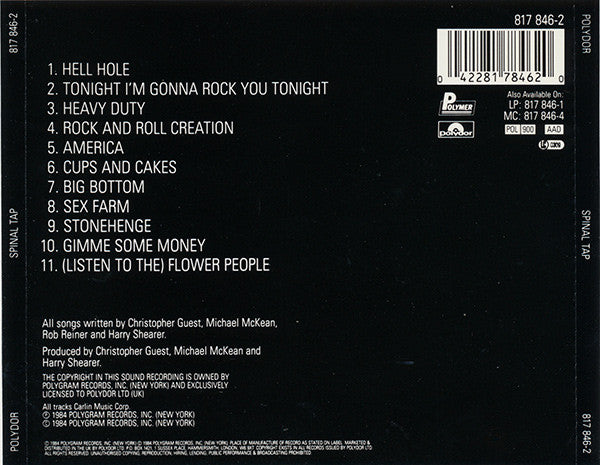 Spinal Tap : Spinal Tap (CD, Album, RE)