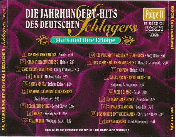 Various : Die Jahrhundert-Hits Des Deutschen Schlagers - Folge II - Stars Und Ihre Erfolge (2xCD, Comp + Box)