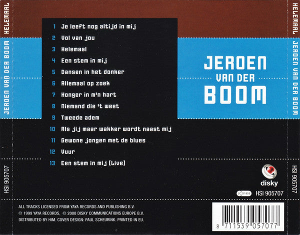 Jeroen van der Boom : Helemaal (CD, Album, RE)